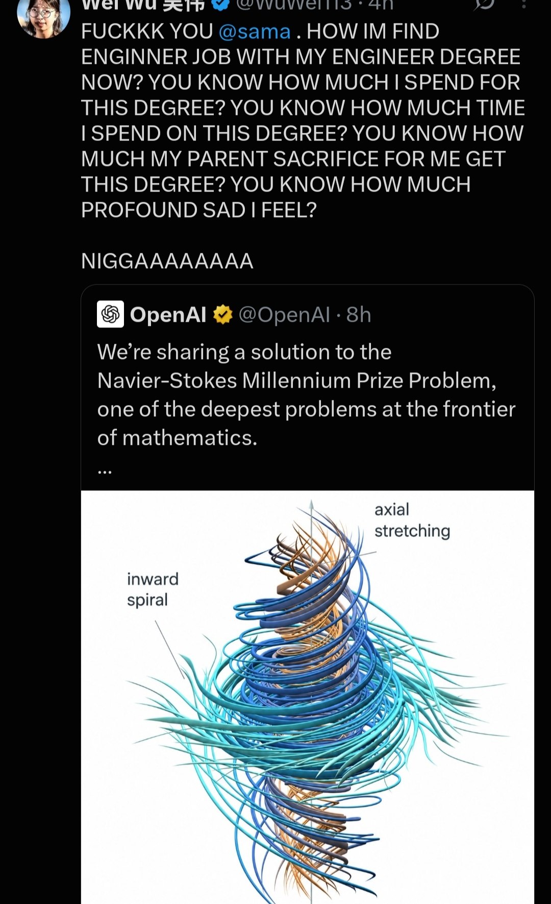 en PNE@ac VON Gwenn. 0G omy en PNE@ac VON Gwenn. 0G omy fi a Sc/ FUGKKK YOU @eame. HOW IM FIND aval NDIER JOS Wins WIV ENGINEER OROREE NW? YoU EVENT HONEST SFEND FOR leeenibcn yi aserge YOU VERN ONY MUCH IY PARENT FORMEGET HS OER VOU EBVO OND AIUCH | (S)@penl O@OpenN -Gh Wetocheingaschiientothio Navier-Stokes Millennium Puizs Prefiem, enocithe deepest problemsatthe tionticr ofimathematicss h axial \ Ns estretching